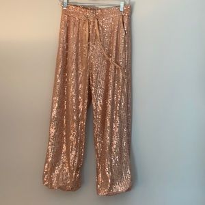 NWOT Sequin pants! Light pink